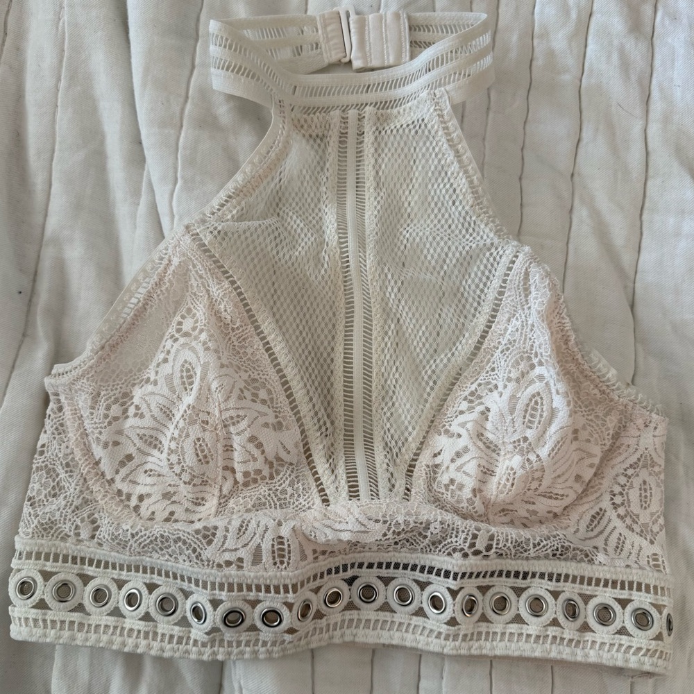 Victoria's Secret Cream Lace High-Neck Bralette